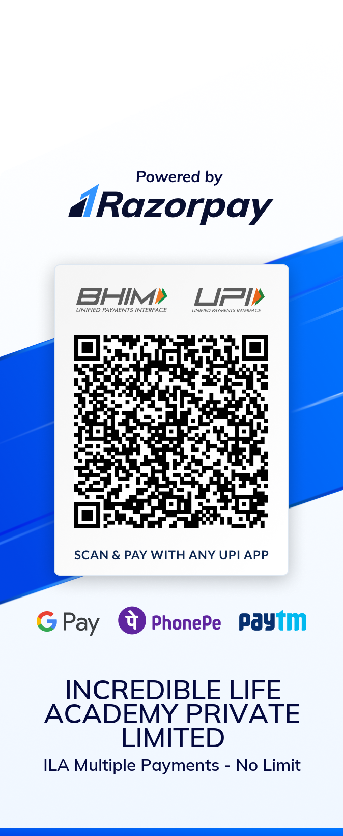 Razorpay UPI QR — Incredible Life Academy Private Limited